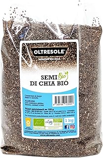 Oltresole - Bio Chia Samen 1 kg - rohe Bio-Samen, Protein-Supernahrungsmittel ohne Zusatzstoffe, Quelle von Eiweiß und Ballaststoffen, ideal für Müsli und Salate