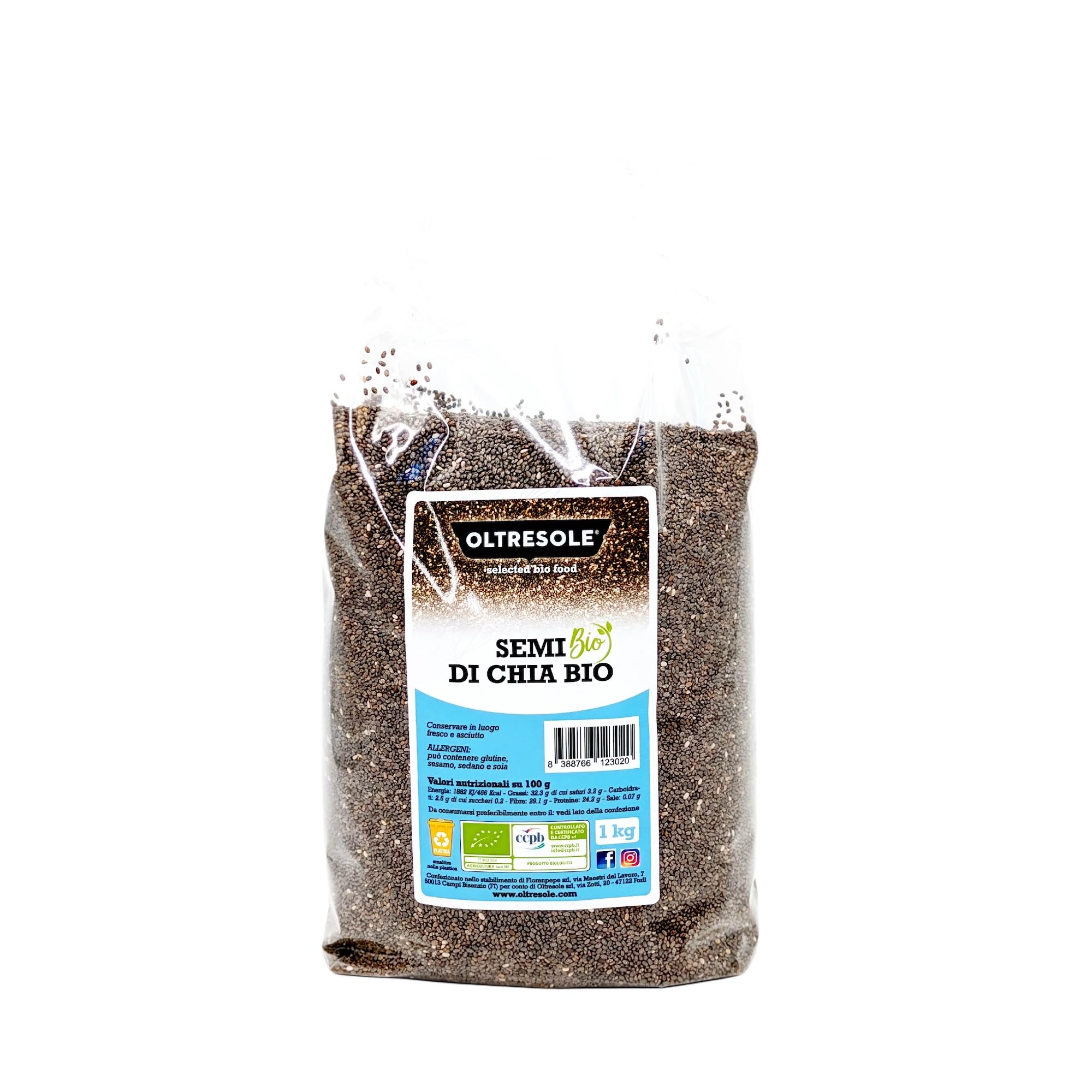 Semillas de Chía Ecológicas 1 kg, Superalimento Rico en Proteínas y Fibras, Sin Aditivos