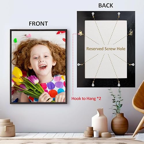 Vista 8 de ART Marco flotante de lona, marcos flotantes con aspecto de madera, pintura de pared para 1.25 pulgadas, impresiones de lienzo personalizadas, Negro