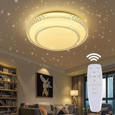 Amazon Led シーリングライト 星空効果 45w 8 10畳 白色 電球色 昼光色 天井ライト インテリア リビング 照明器具 和風 玄関 門灯 廊下 和室 照明 おしゃれ 台所 洗面所 トイレ 引掛式 天井照明 照明器具 無段階調光調色 リモコン付き直径50cm Yun Light