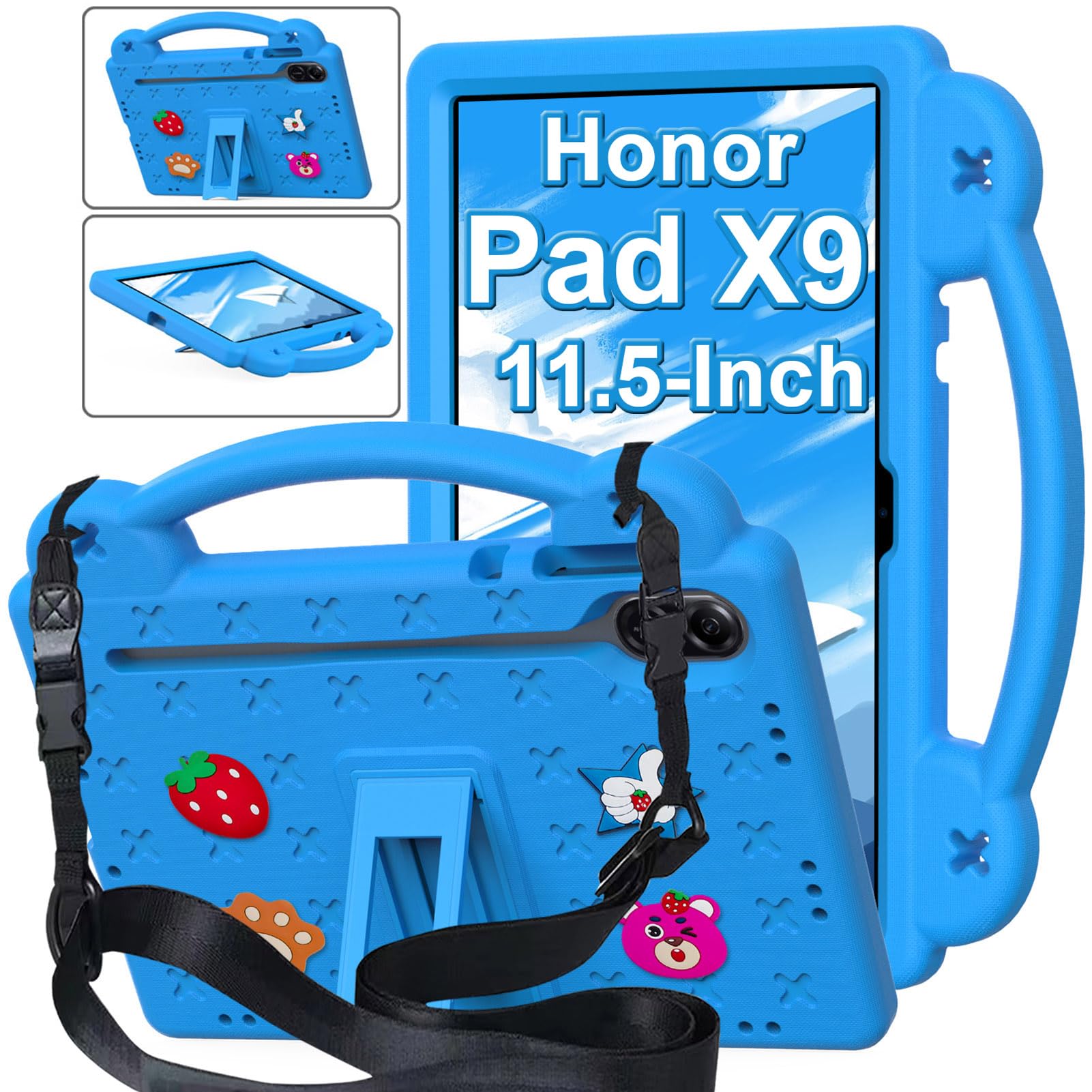 Billionn Case Compatible with Honor Pad X9 11.5 Inch, DIY Accessories for Kids, Shockproof Case with [Pencil Holder] [Shoulder Strap] [Handle Stand], Sky Blue-A (B0CNKM9XMX) Amazon Price History, Amazon Price Tracker