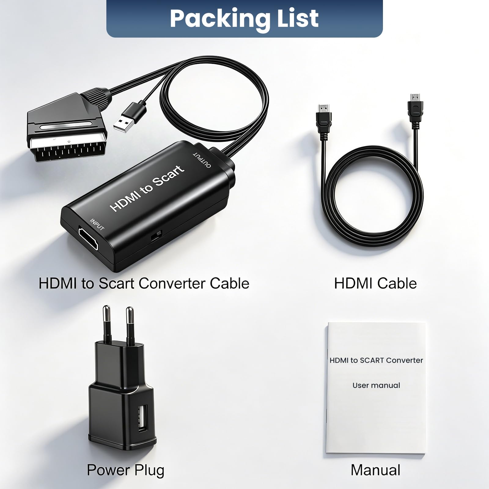 AMANKA HDMI a Scart Convertitore, 480i-1080P HDMI Ingresso SCART Uscita Adattatore Con HDMI e USB Cavo con HD Stereo Audio Adaperter per DVD HDTV SKY PS VHS ecc