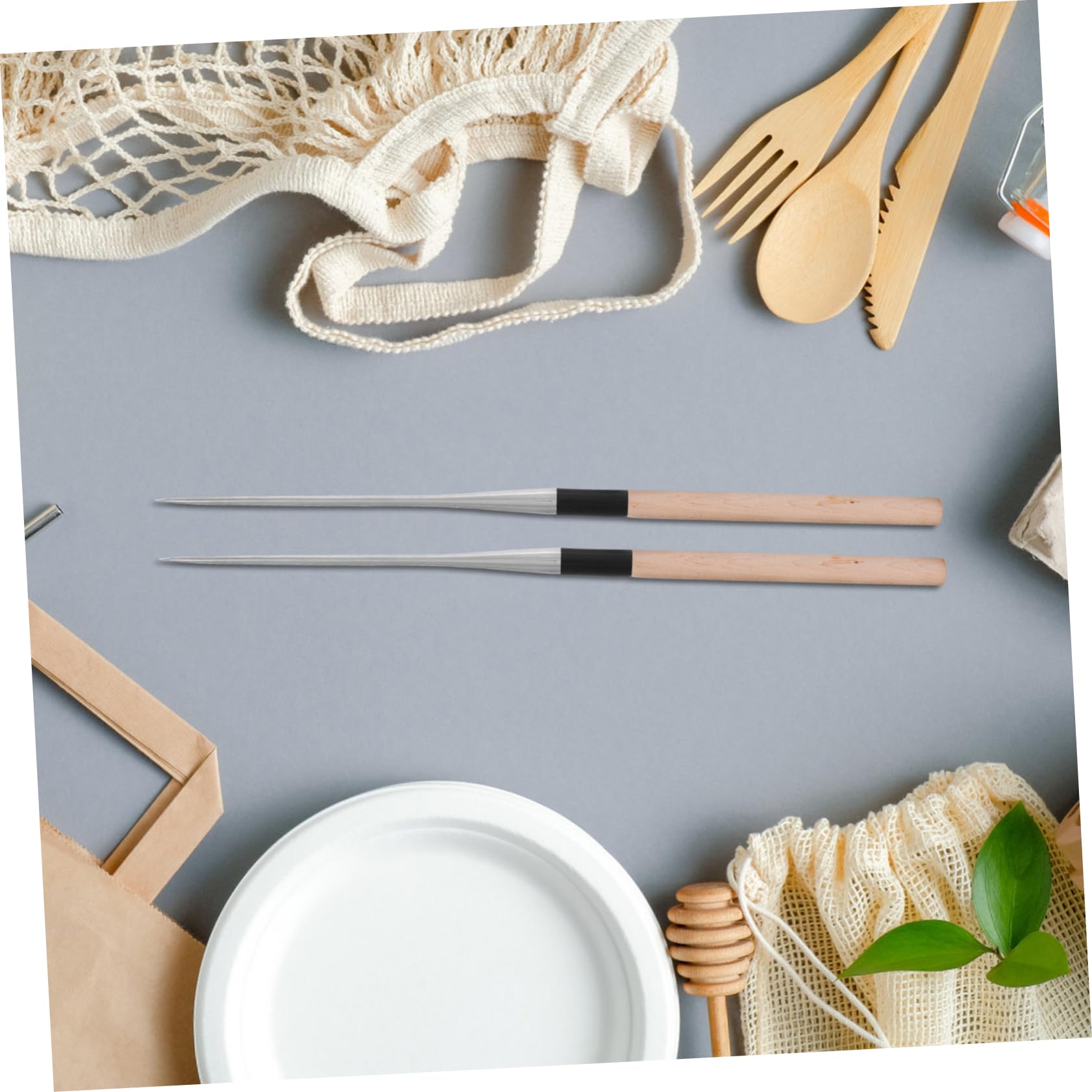OUNONA 2piezas Palillos De Mesa Largos De Herramientas De Emplatado Palillos De Cocina