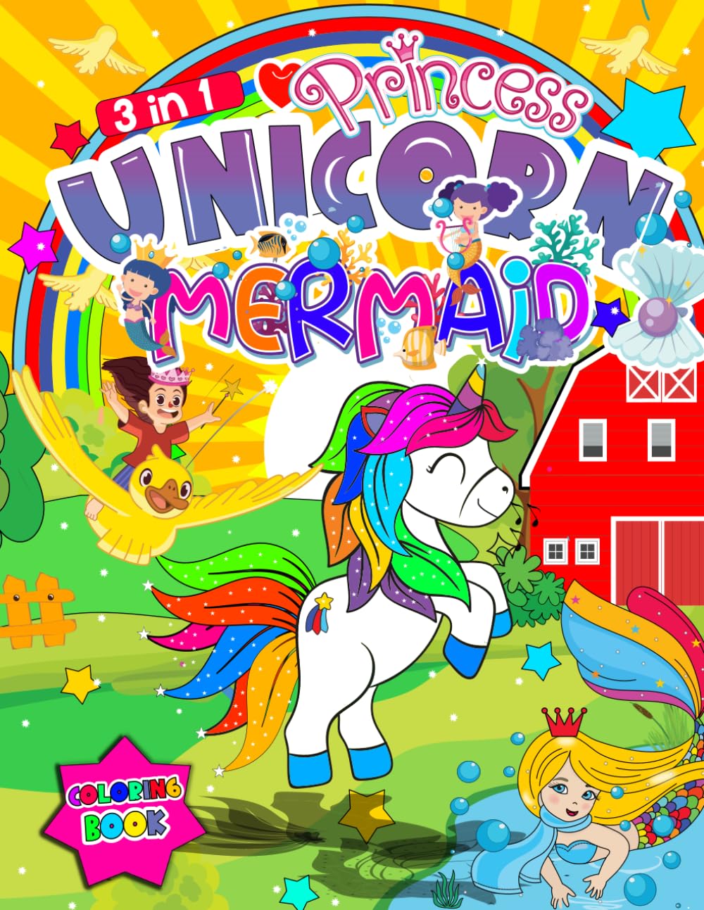 Unicorn, Mermaid & Princess Coloring Book: Enchanting Adventures: A Great Coloring Pages for Kids Ages 4-8 - An Ideal Gift For Kids and Toddlers (Coloring Books)      Paperback – Large Print, May 8, 2023