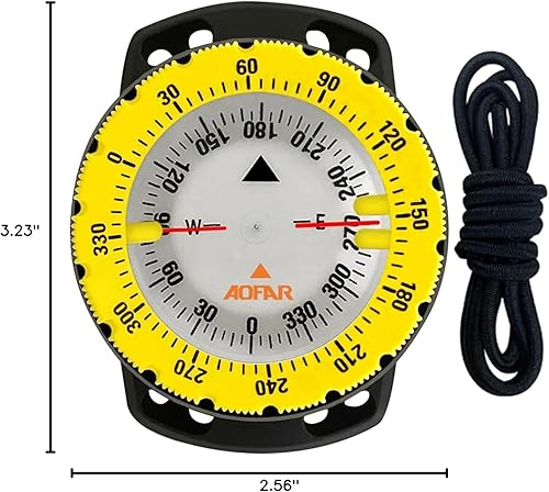 Miniatura 6 de AOFAR Brújula de buceo AF-Q60B impermeable, duradera, compacta. Brújula estilo de cordón para vela, buceo, estilo cordón