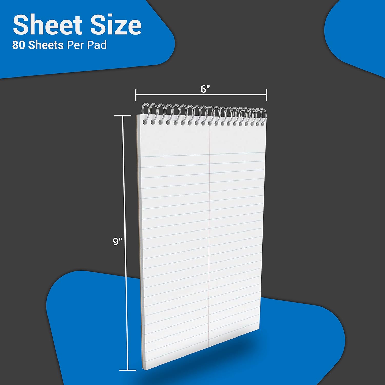1InTheOffice Steno Pads Spiral 6x9, Spiral Note Pad, Gregg Ruled, White, 80 Sheets/Pad, 12 Pads/Pack : Office Products