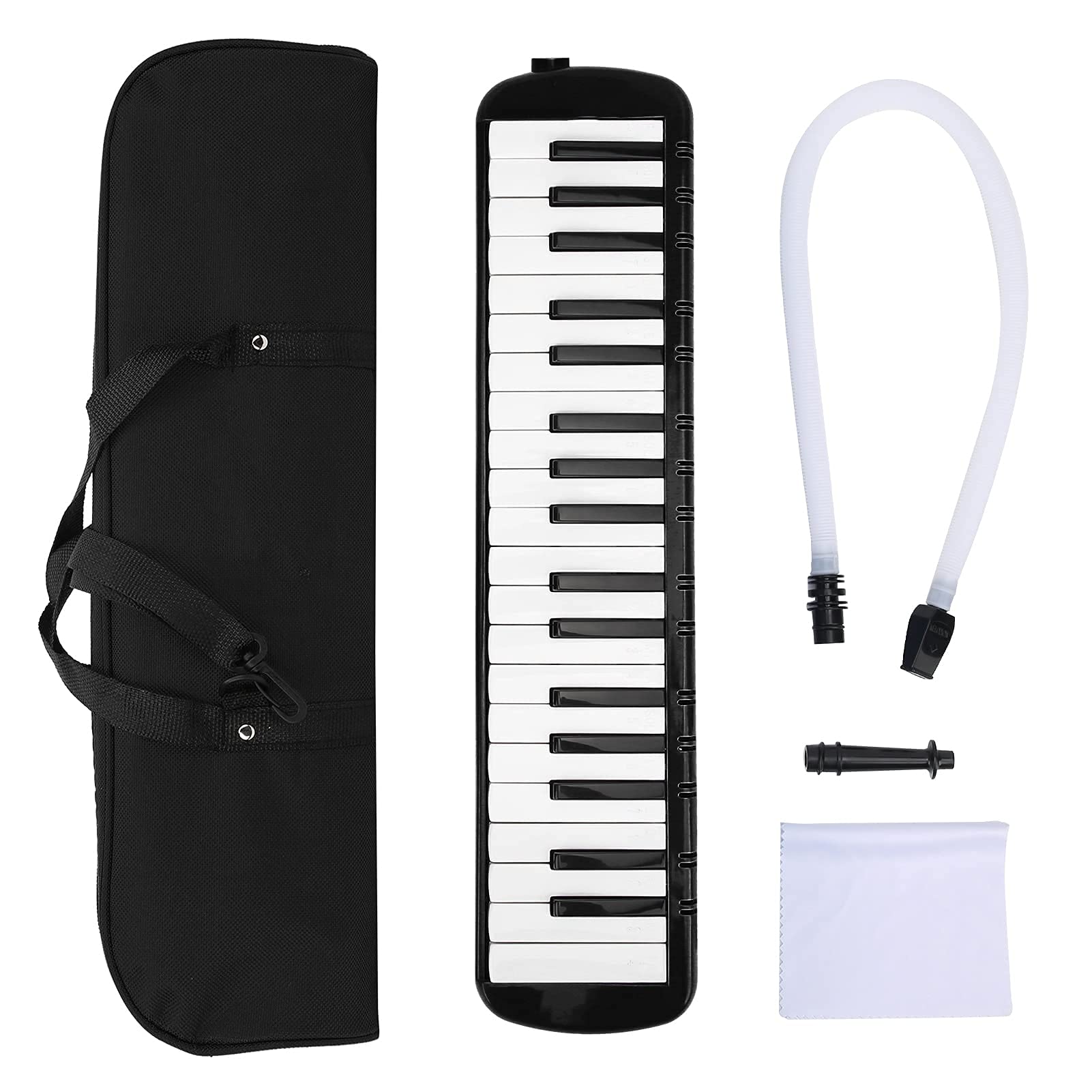 Melodica 37 Tasten Tastatur Melodica Blasmusikinstrument für Anfänger Professionelles Training mit Einfacher Installation(schwarz)