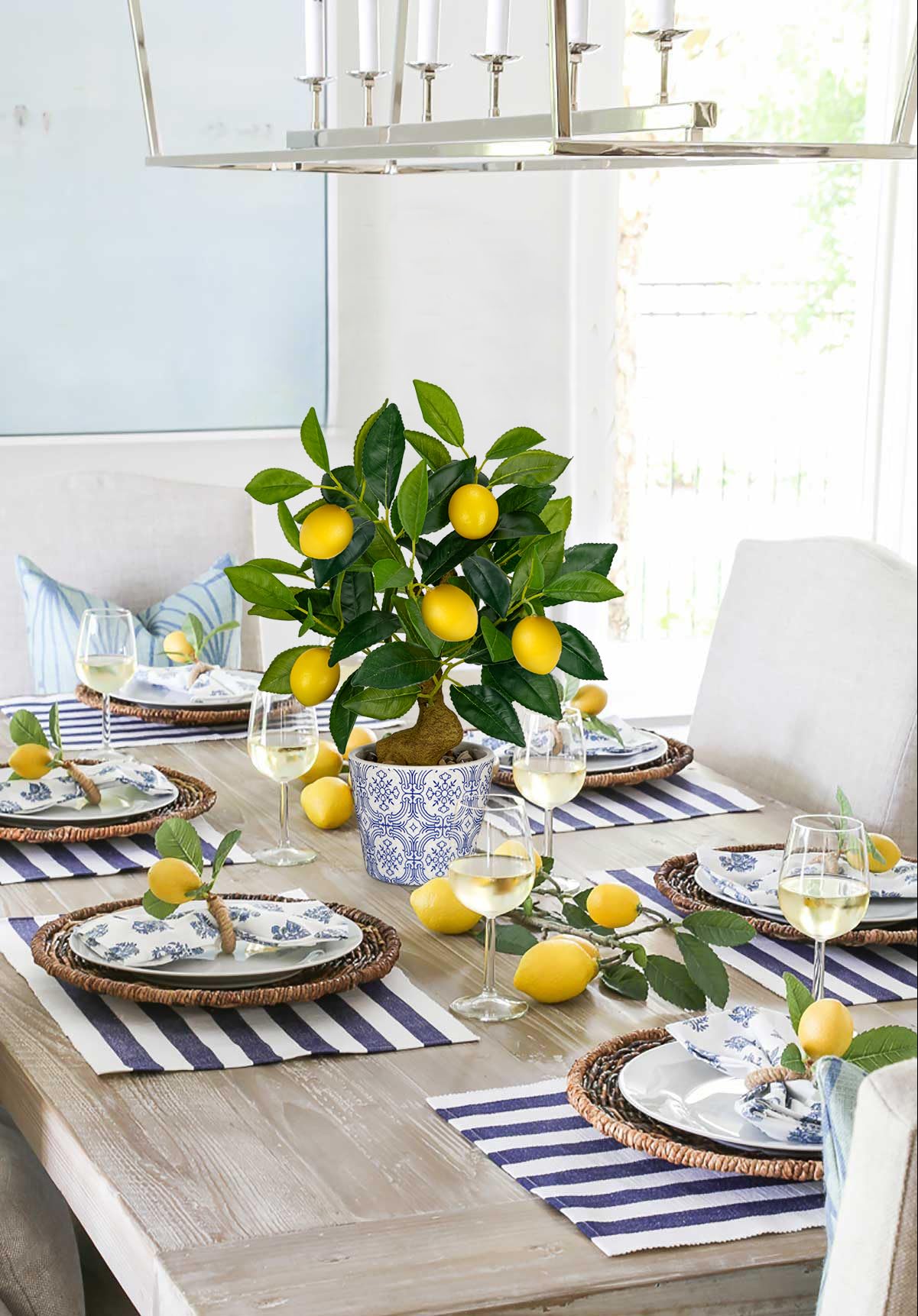 Hollyone Pianta artificiale di limone in vaso, pianta finta decorativa in vaso, piccolo albero di limone finto per camera da letto, soggiorno, bagno, scrivania, tavolo, cucina, decorazione per la casa