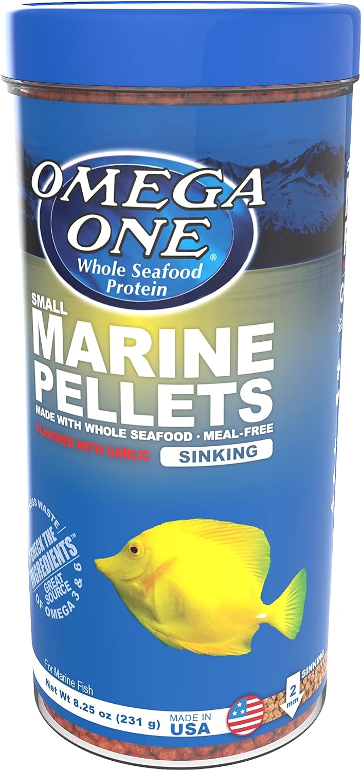 Omega One Garlic Marine Pellets, Sinking, 2mm Small Pellets, 8.25 oz