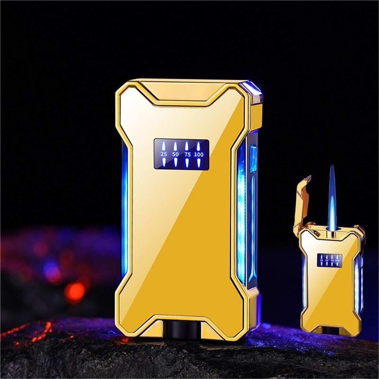 Encendedor de llama azul soplete con cámara transparente y pantalla LED