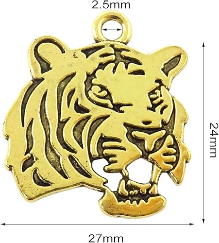 Miniatura 2 de Honbay 10 colgantes antiguos de doble cara cabeza de tigre