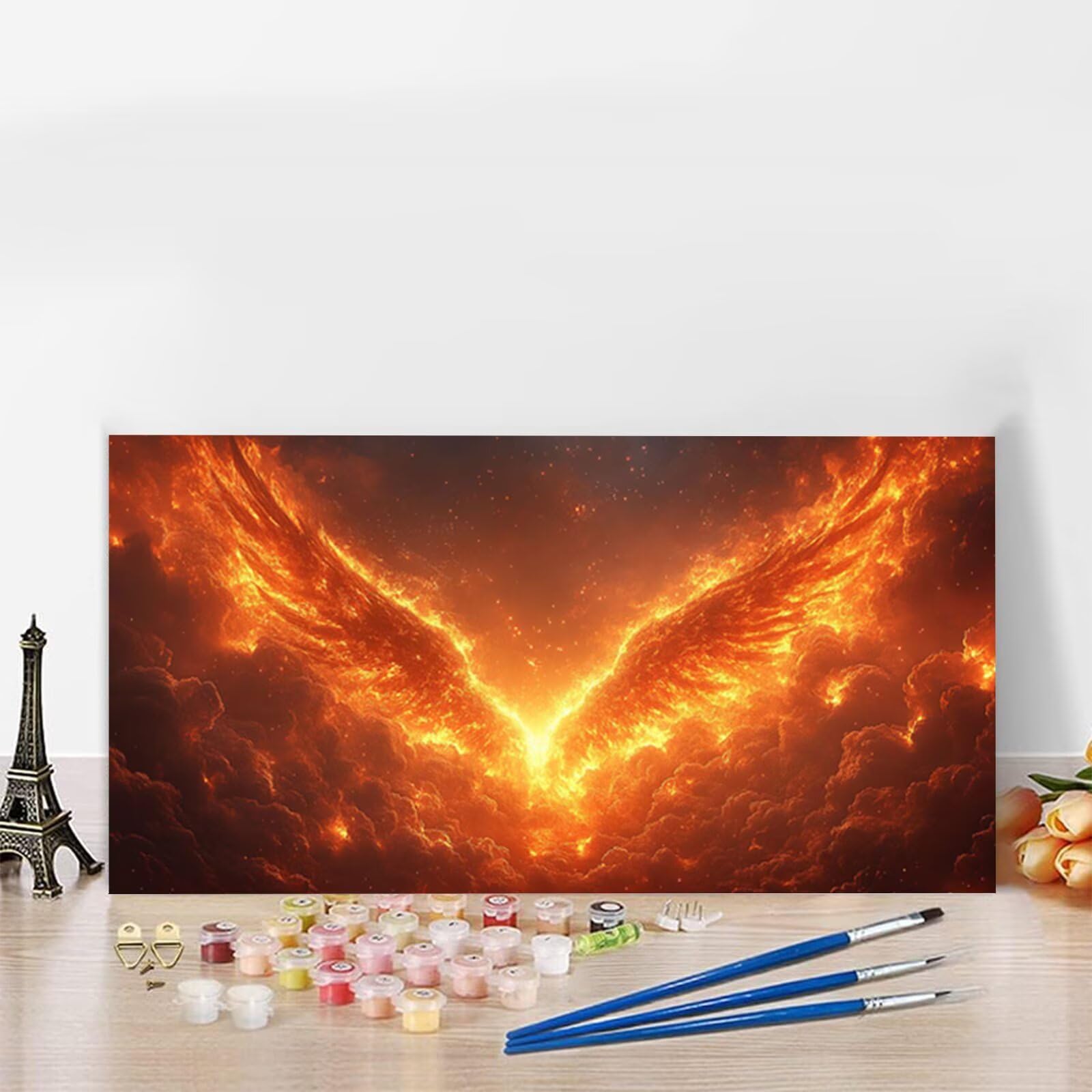 Malowanie po numerach Feniks Paint według numerów hobby dla dorosłych fantasy malowanie według numerów pełny zestaw, DIY hobby kreatywne pędzle akrylowe rysunek wystrój domu 60 x 120 cm G8-137
