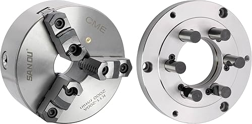 Miniatura 7 de CME - Portabrocas de torno autocentrado de 8 pulgadas con 4 mandíbulas, con placa trasera D1-5, mandíbulas reversibles interiores exteriores