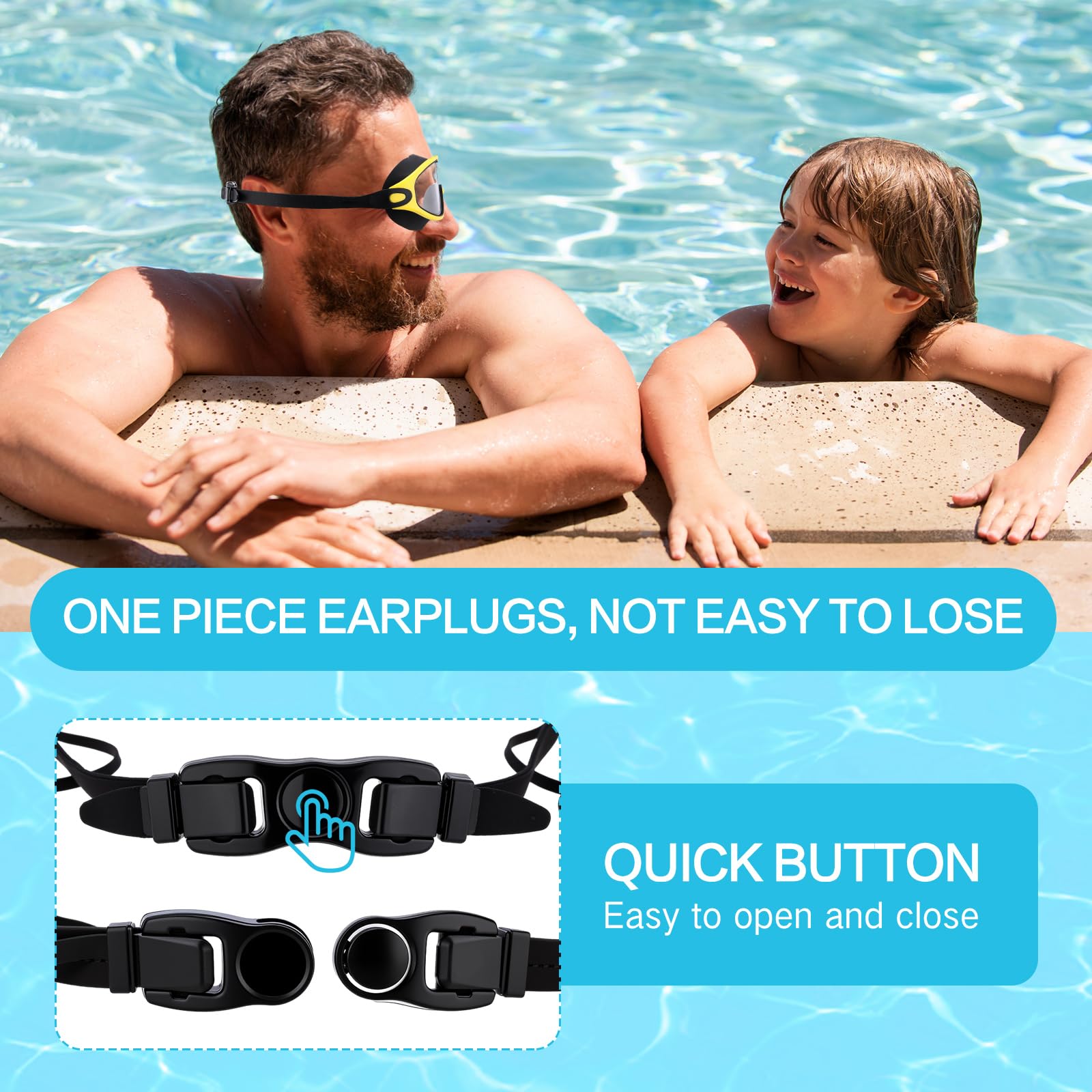 Kanayu 6 gafas de natación de visión amplia, sin fugas, antivaho, para adultos, con tapones para los oídos, clip de nariz para adultos, hombres y mujeres