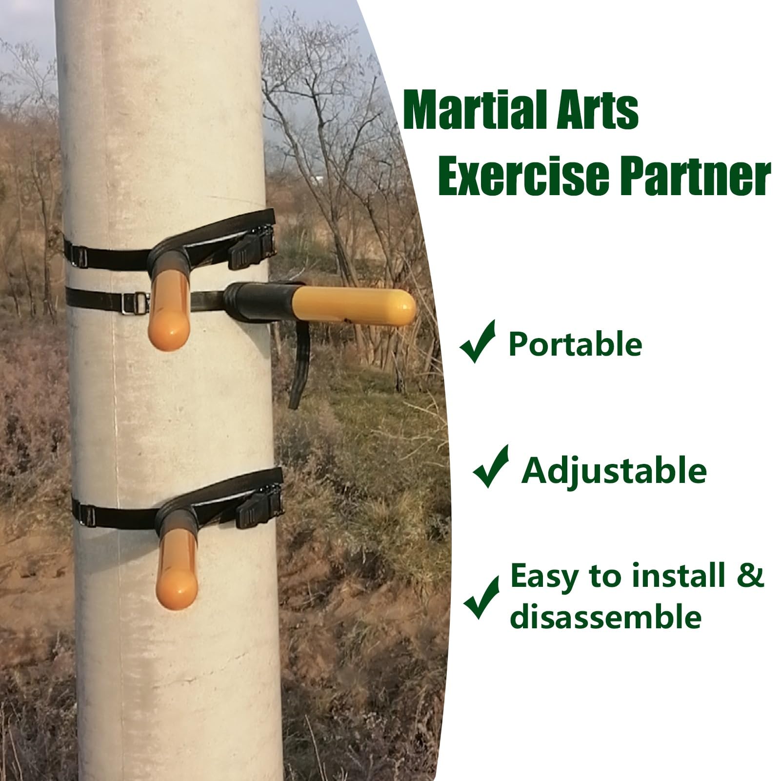 Blazea Wing Chun Dummy Portable Wooden Man Pile, 4 Piece Set Training Dummy for Martial Arts, Spring Hand and Leg Kung Fu Training Gear, Wing Chun Exercise Tools