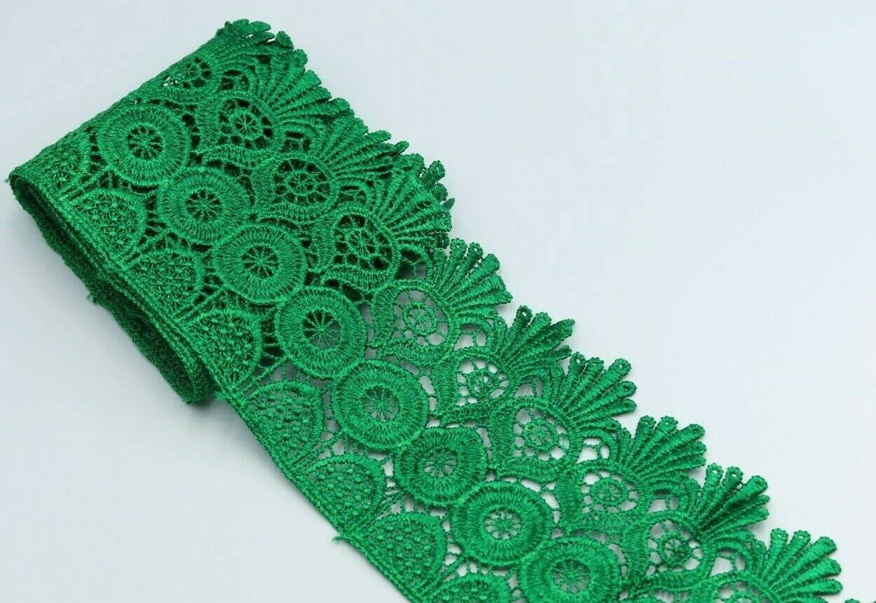 Feathers Creation 9cm Wide Daisy Lace Trim | Elegant Guipure Lace for Sewing, Embellishing, DIY Crafts & Dressmaking
