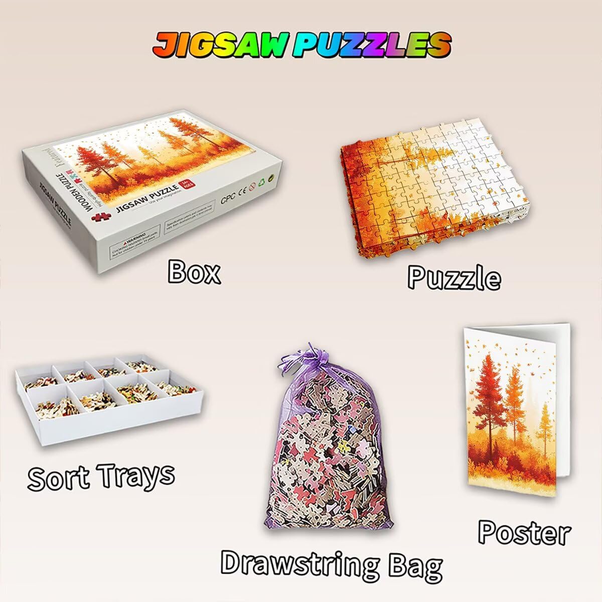 Jesienne puzzle 5000 sztuk, puzzle drzewo, drewniane puzzle zabawne wyzwania kreatywna rozrywka, klasyczne puzzle zabawa opakowanie wysokiej jakości, pomysł na prezent dla kobiet, 156 x 105 cm -2106