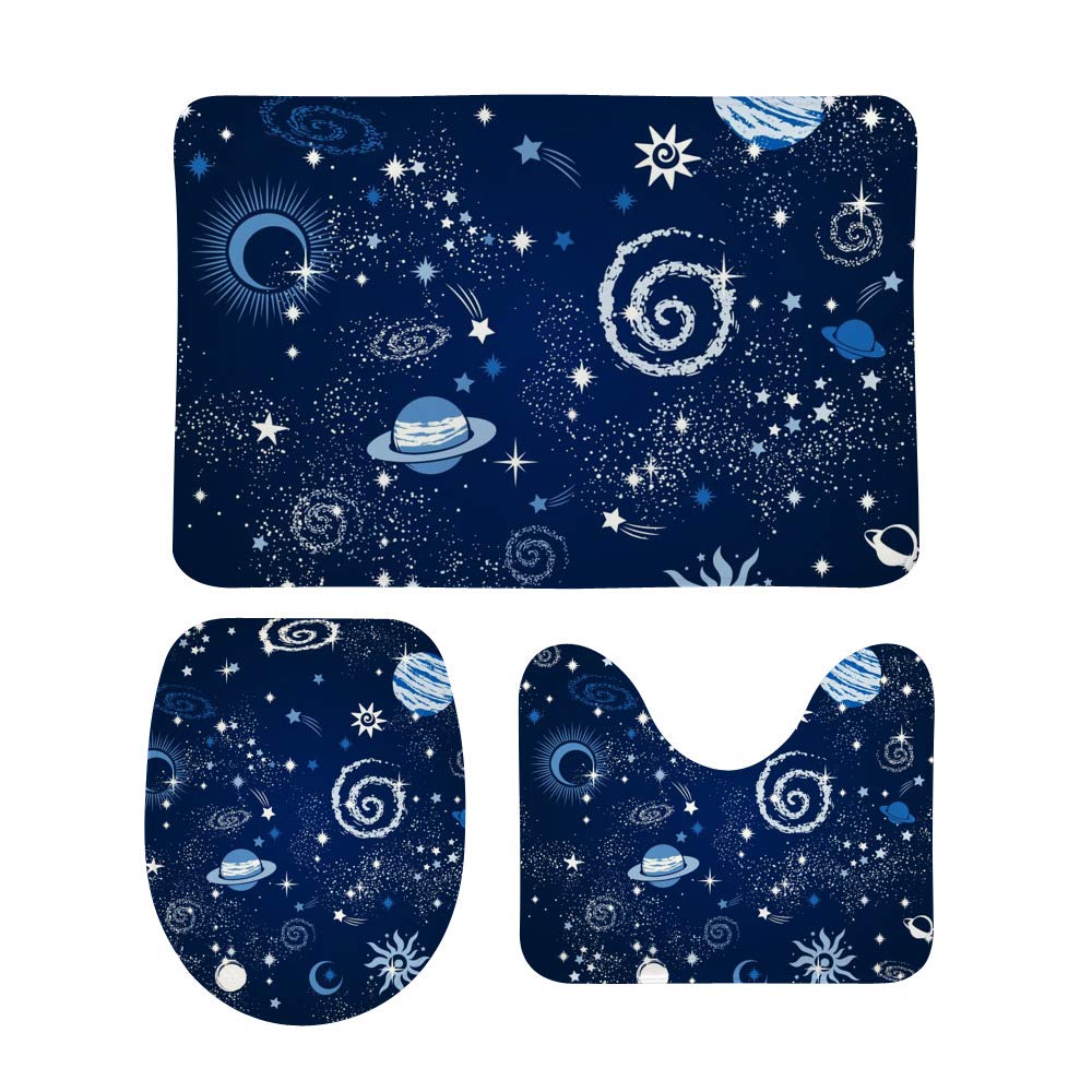 Tapis de bain d&eacute;coration galaxie en velours doux haut de gamme