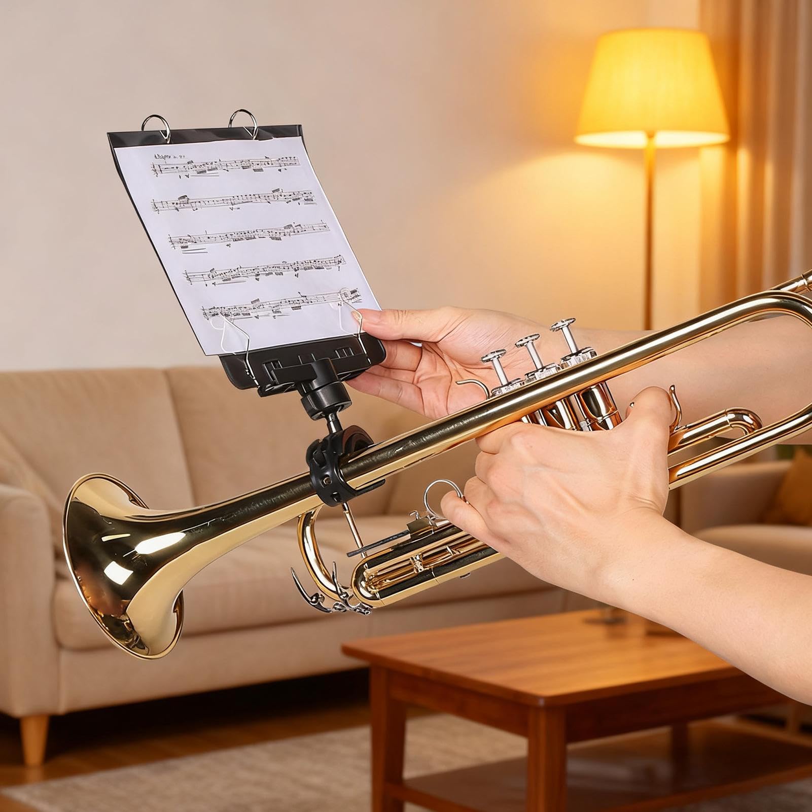Lira Para Trombón: Fácil Y Ergonómico, Soporte Para Música De Lira De Marcha, Abrazadera Duradera Para Partituras De Instrumentos, Para Trompeta, Escenario, Ensayo, Desfile, Estadio, Práctica, Mú