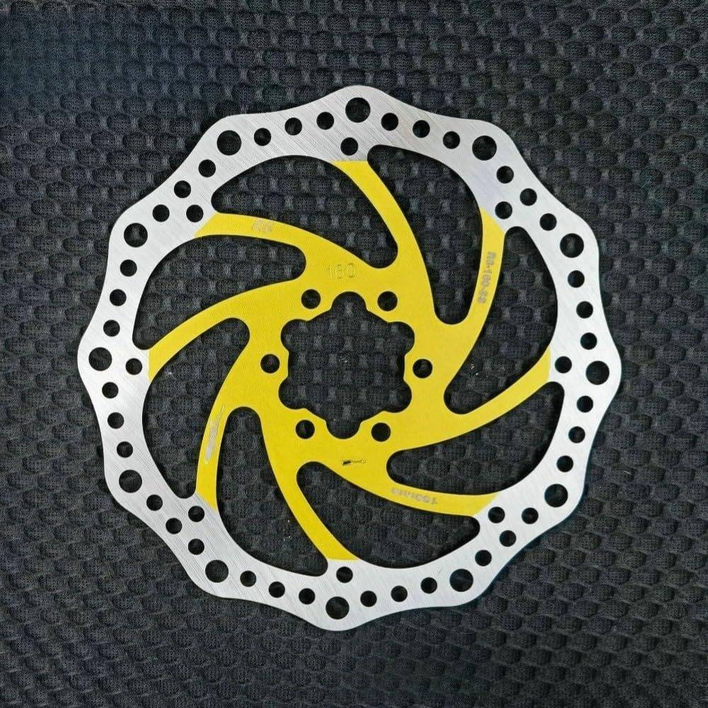 Colorful Mountain Bike Brake Disc R6 Hydraulic Rotors 140/160/180/203mm Metal Construction for Cycling Disc Brake Systems Easy Installation(Yellow 160mm)