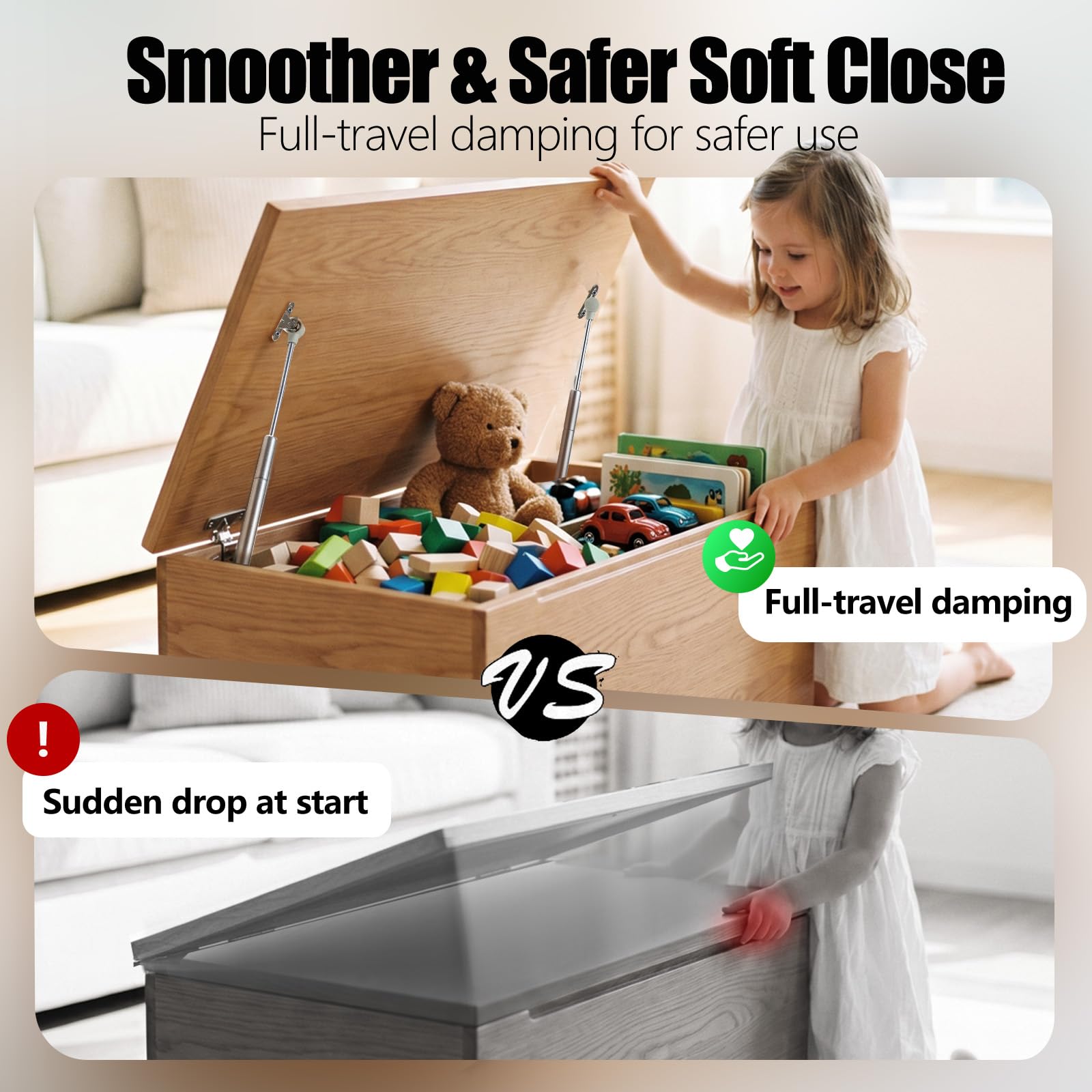 Soft Close Hinges for Toy Boxes - 2 Pack -5 Soft Close Hinges for Toy Boxes - 2 Pack -5