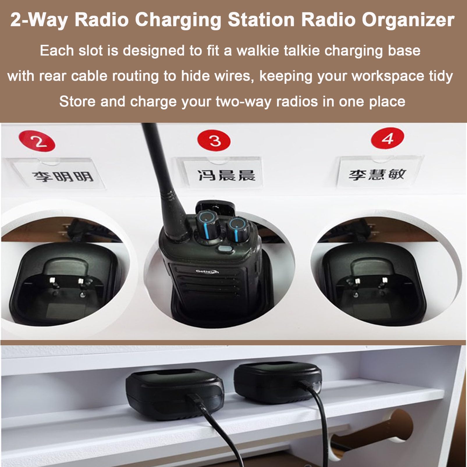 Soporte Resistente para Walkie Talkie, Organizador Universal de Escritorio para Radios Bidireccionales, Estante Multiranurado, Base de Carga Portátil para Seguridad, Construcción, Hotel, Almacén
