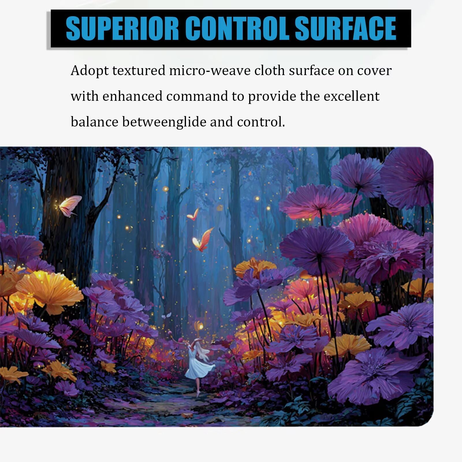 XXL Tappetino Mouse 1500x800 mm Gaming Foresta Sottomano Scrivania Ufficio, Fiore Mousepad Antiscivolo con Base Stabile, Tappeto per Mouse e Tastiera, Accessori Scrivania Gaming, Lavoro, PC H0-1065