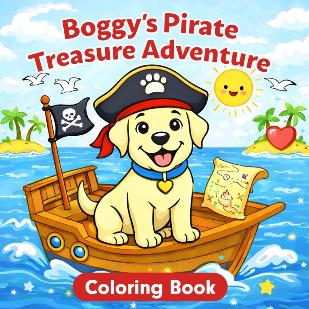 Boggy’s Pirate Treasure Adventure: Kids Dog Coloring Book (Boggy’s Adventures Coloring Books)