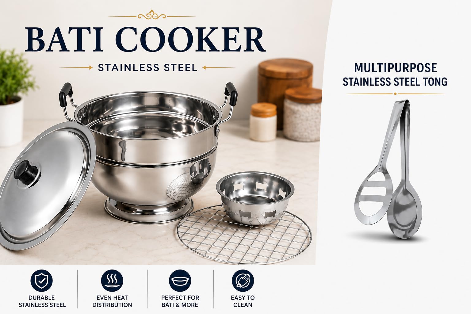 Stainless Steel Tandoor & Bati Cooker - Authentic Indian Flavors -2