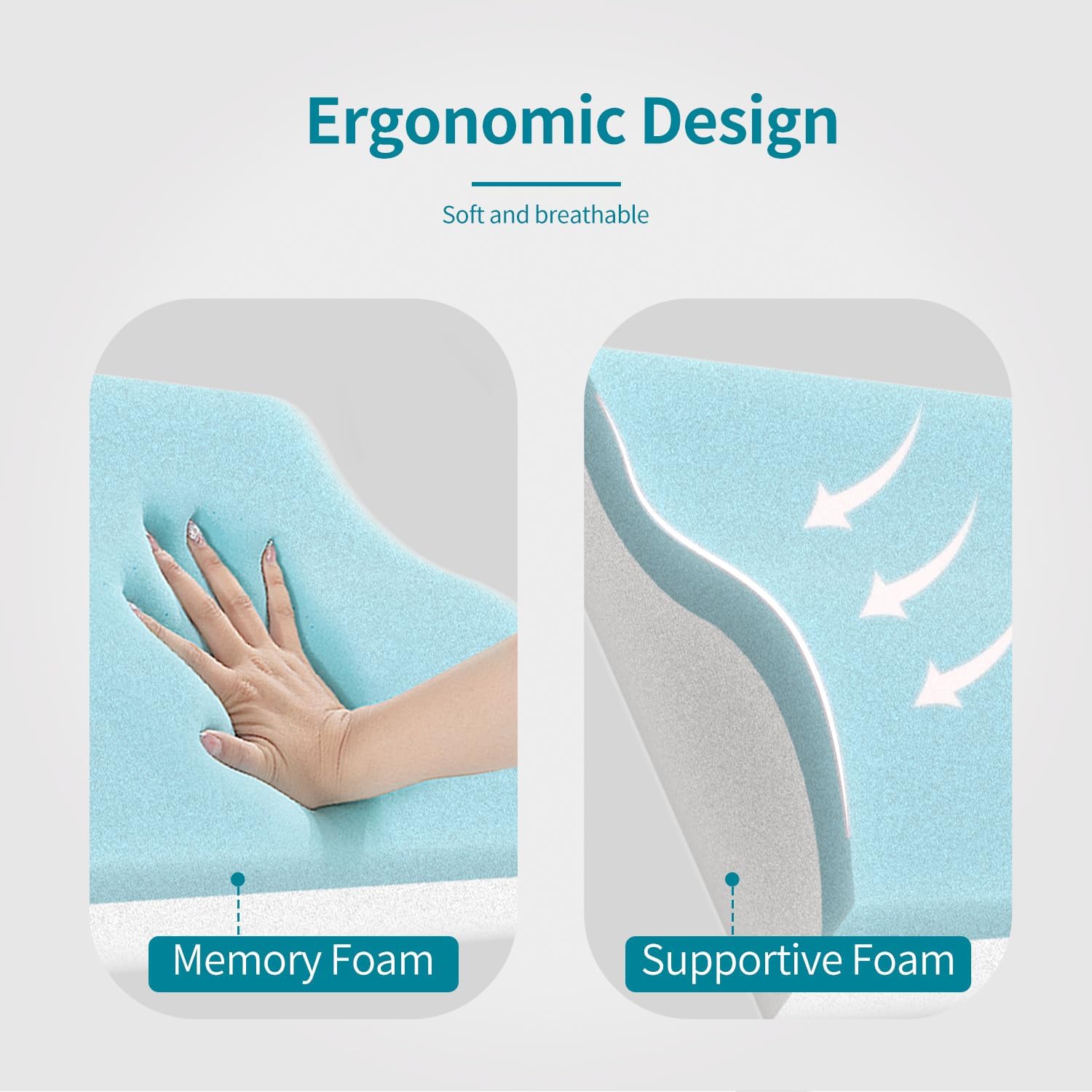 Lumbar Support Pillow for Couch/Recliner Chair/Accent Chair/Office Chair,Gel Memory Foam Back Cushion for Comfort Support,Ergonomic Backrest for Pain Relief,Reading,Washable Cover (Light Grey) - Image 4