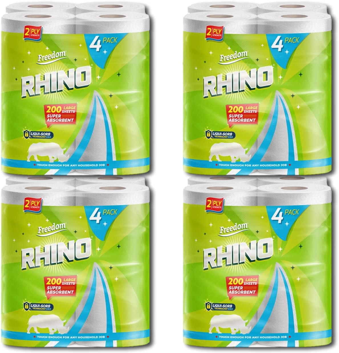 Rhino Brand Household Towel, 16 Rolls, Twin Layered Strength Kitchen