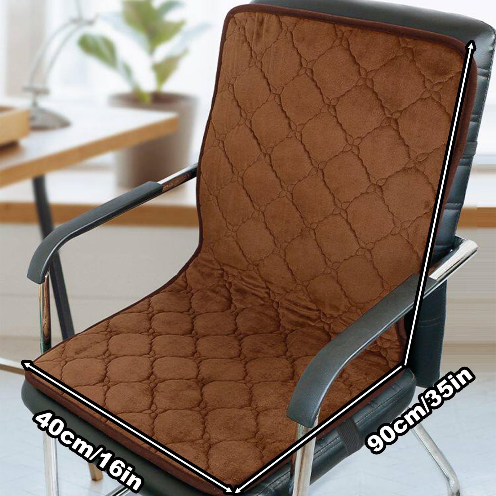 Almohadilla Electrica para Silla de Oficina, Esterilla Calor con 3 Niveles fe Temperatura y Temporizador de 12 Horas, Mantita Electrica para la Espalda y Las Caderas(Brown)