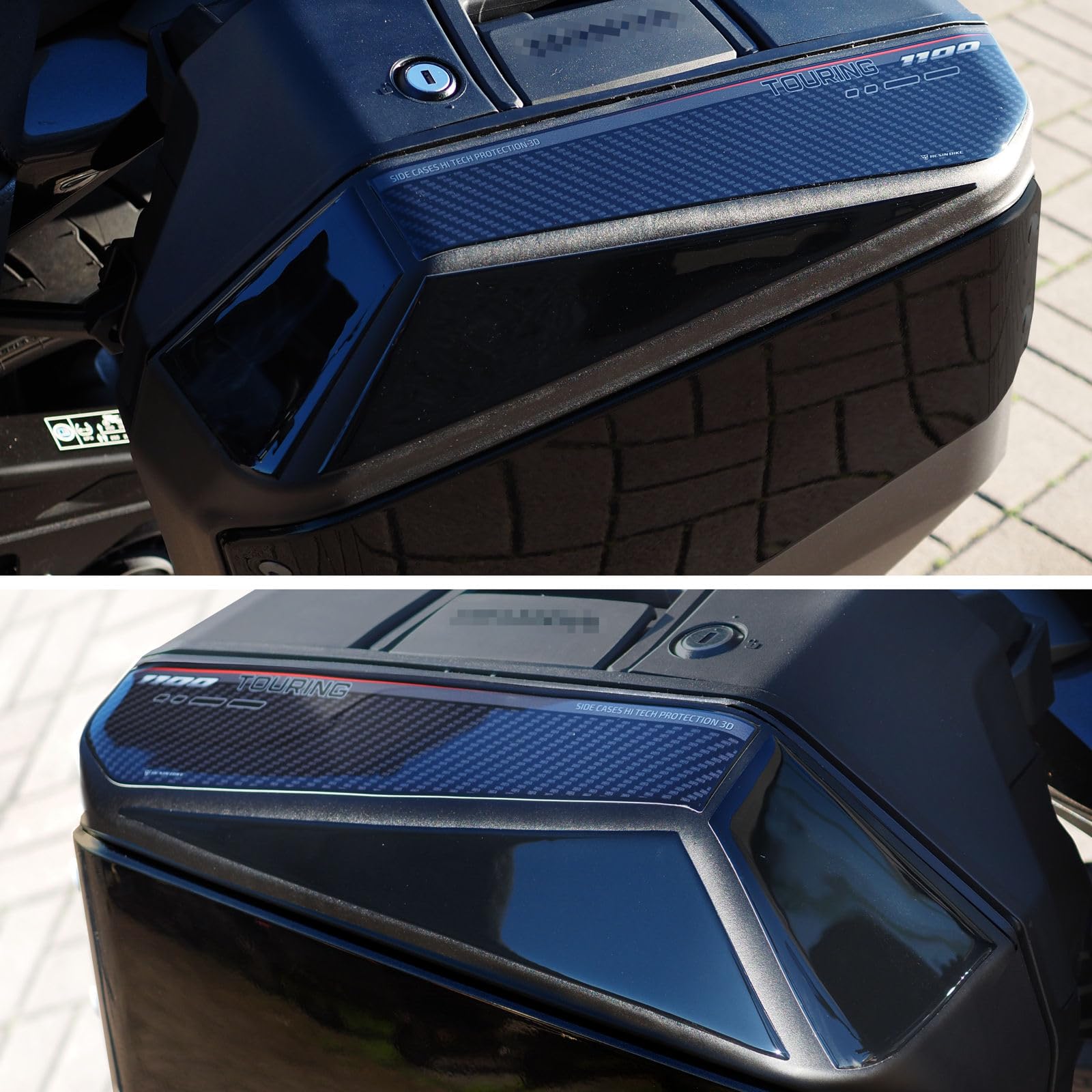Resin Bike Zestaw Naklejek Motocyklowych Kompatybilny z Honda NT 1100 2025-2026. Para Ochraniaczy Górnej Części Kufrów-Toreb przed Zarysowaniami i Uderzeniami. Naklejki Żywiczne 3D Made in Italy