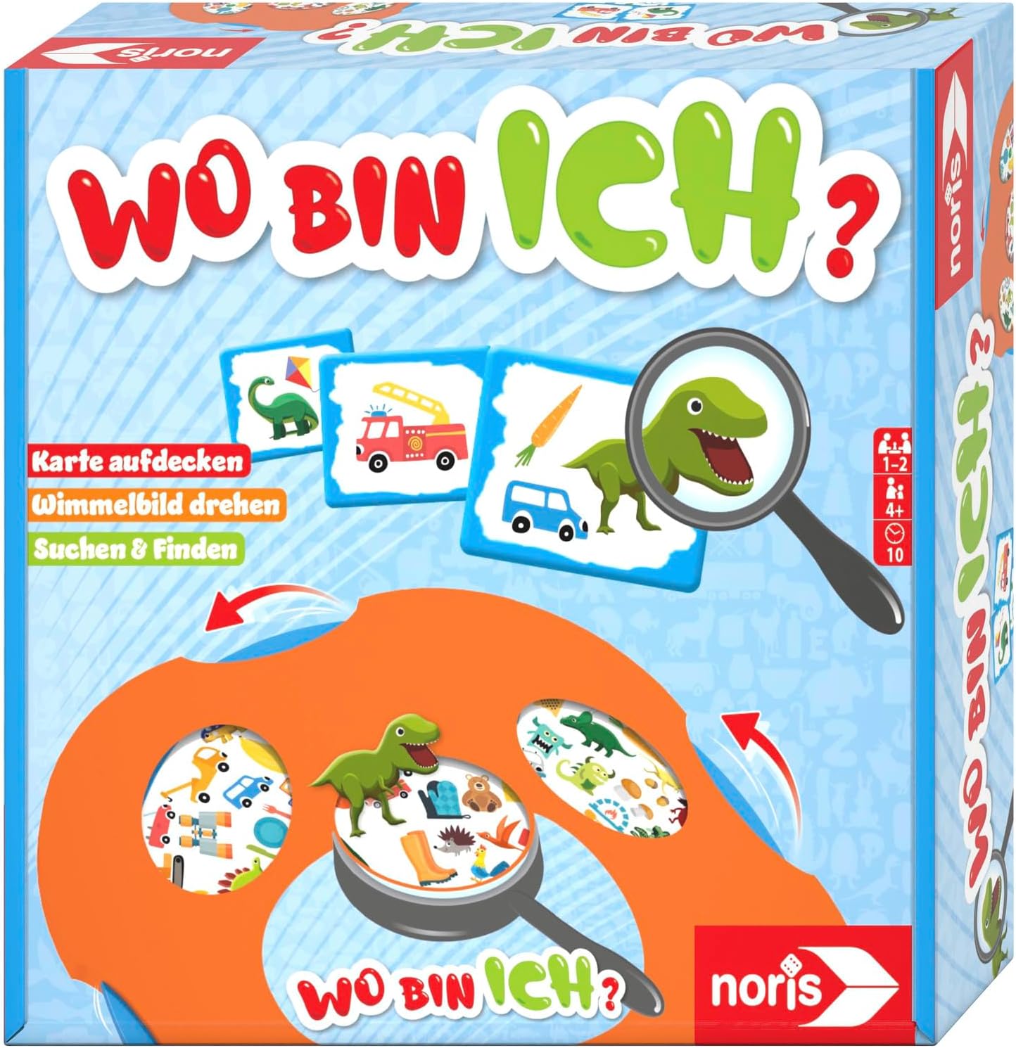 Noris 606011921 Wo bin ich? Search Game for Children from 4 Years, Hidden Object Game with Task Cards, for 1 to 2 Players