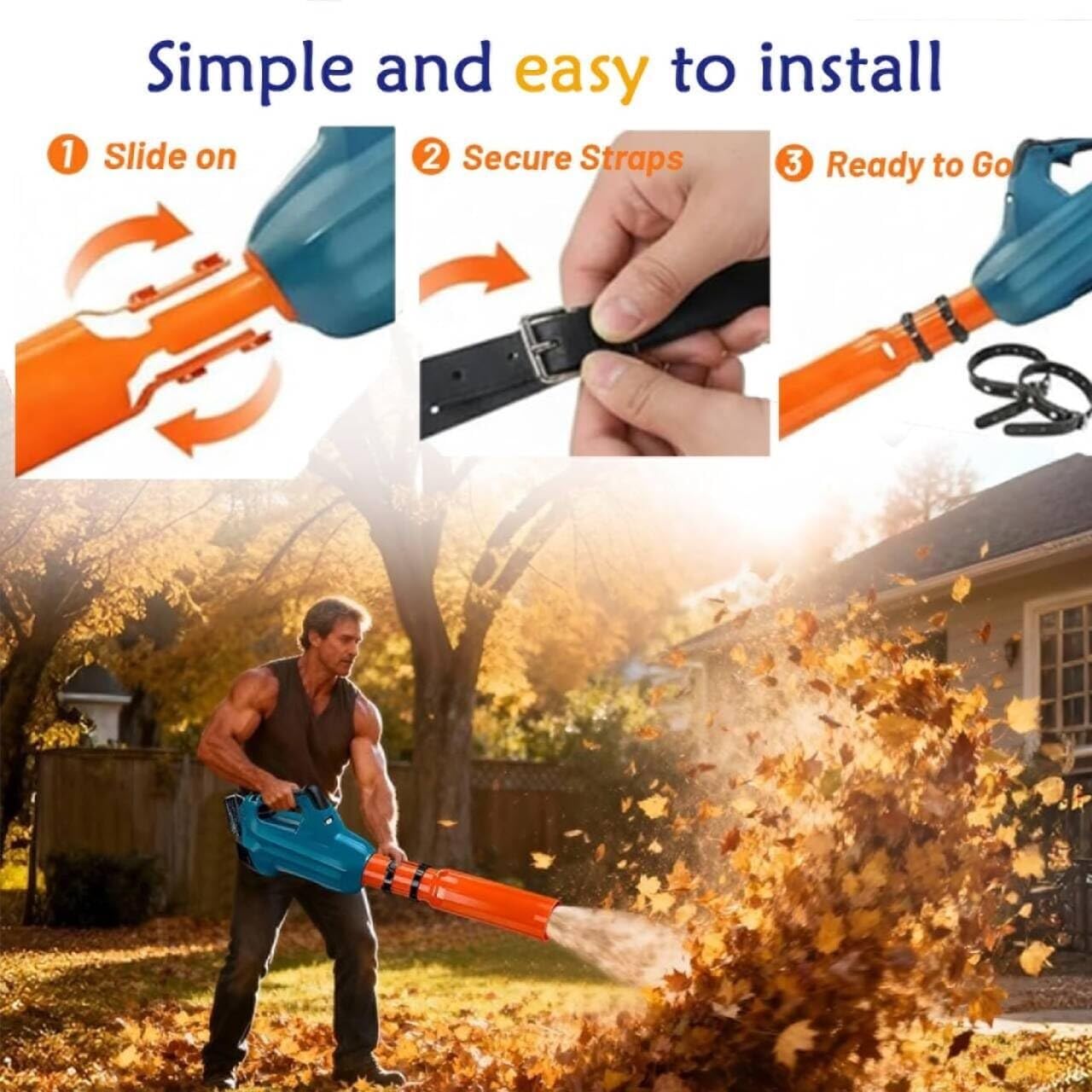Potenciador de soplador de hojas, accesorio de boquilla de soplador de hojas, tubo de refuerzo de aire de 2 a 4 pulgadas, acelerador manual de flujo de aire para limpieza de patio, accesorio