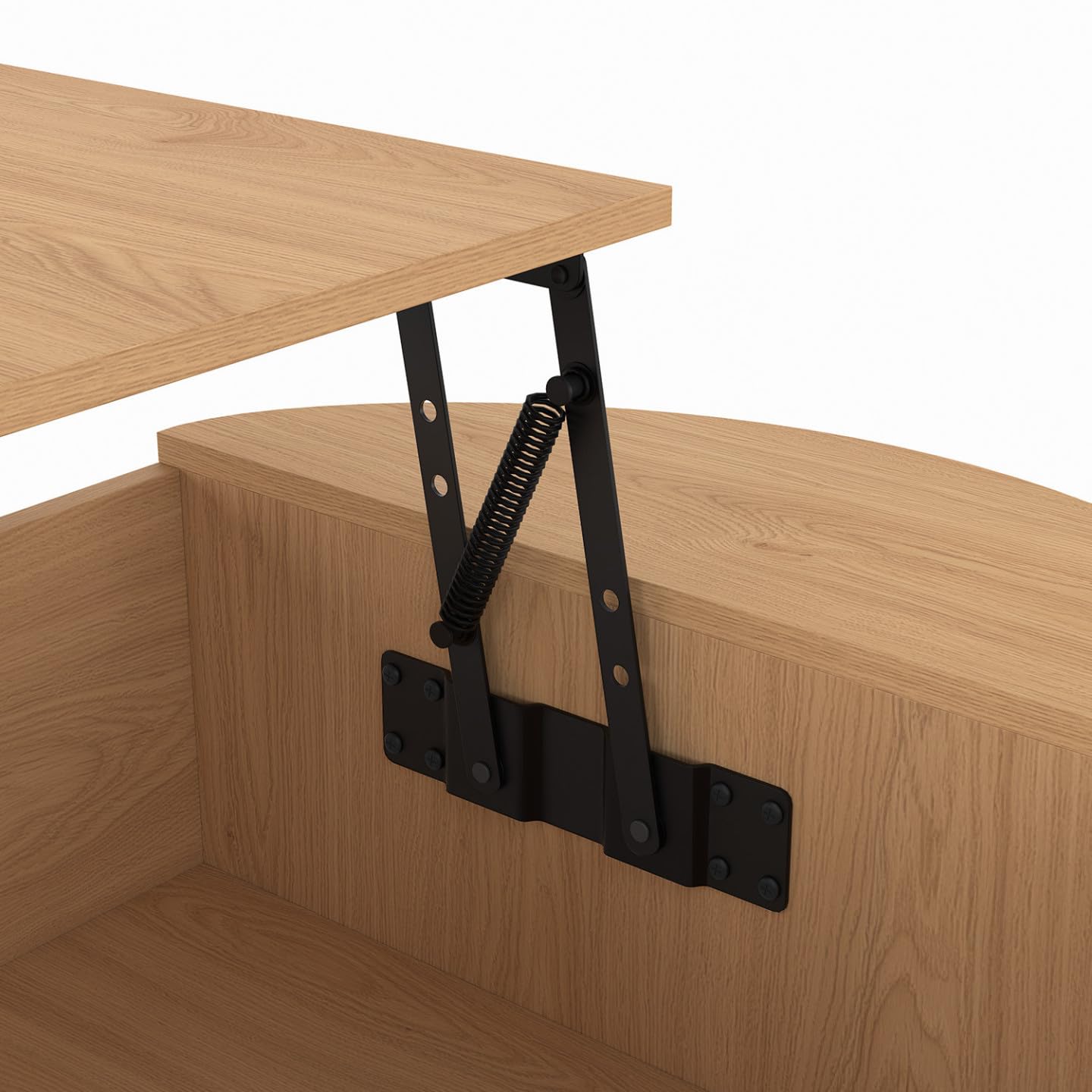 IDMarket - Mesa baja elevable DIVIA Oval Madera | 100 cm, diseño redondeado, color madera de haya
