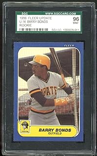 Barry Bonds Rookie Card 1986 Fleer Update #U-14 SGC 96 9 Mint