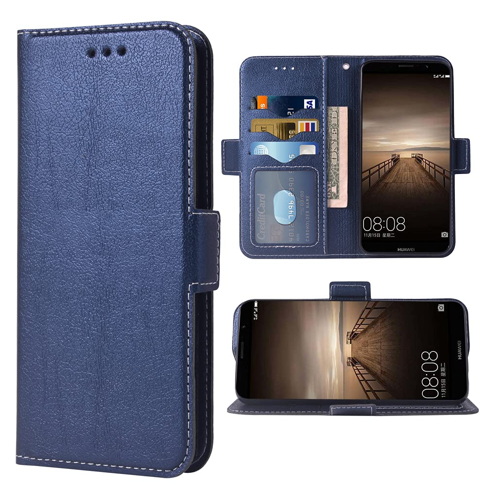 Compatible with Huawei Mate 9 Wallet Case Wrist Strap Lanyard Leather Flip Cover Card Holder Stand Cell Accessories Folio Purse Phone Cases for Hwauei Mate9 MHA-L29 Women Men Blue