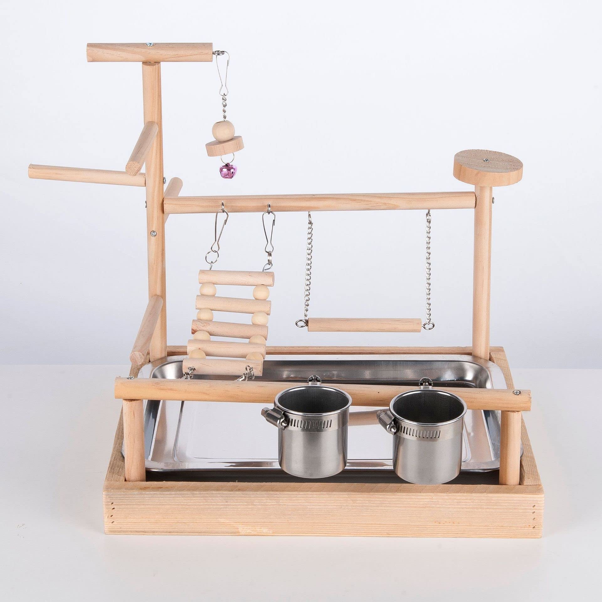Percha para pájaros Parrot Swing Bell Toy Bird Perch Stand Bar Escalera Hamaca Alimentador Patio de Juegos Jaula for Mascotas Decoración Pájaros Plataforma Juguete for Loros