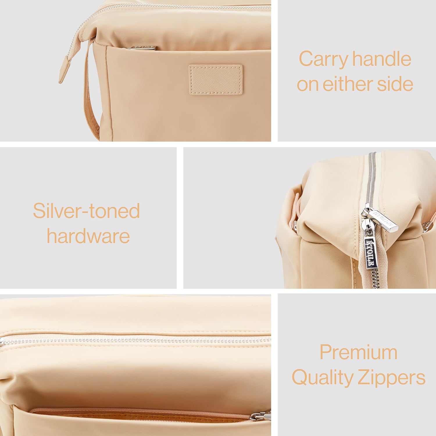 ETOILE - Jet Setter Travel Case Beige Soft Flexible and Foldable Makeup Cosmetic Travel Bag - Image 6