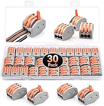 Preciva 30pcs Wire Connectors, Electrical Connector Blocks, 3 Way Compact Cable Terminals Clips Terminal Block Quick Spring, Lever Nut Assortment Conductor with Clamp 3-Port (30PCS)