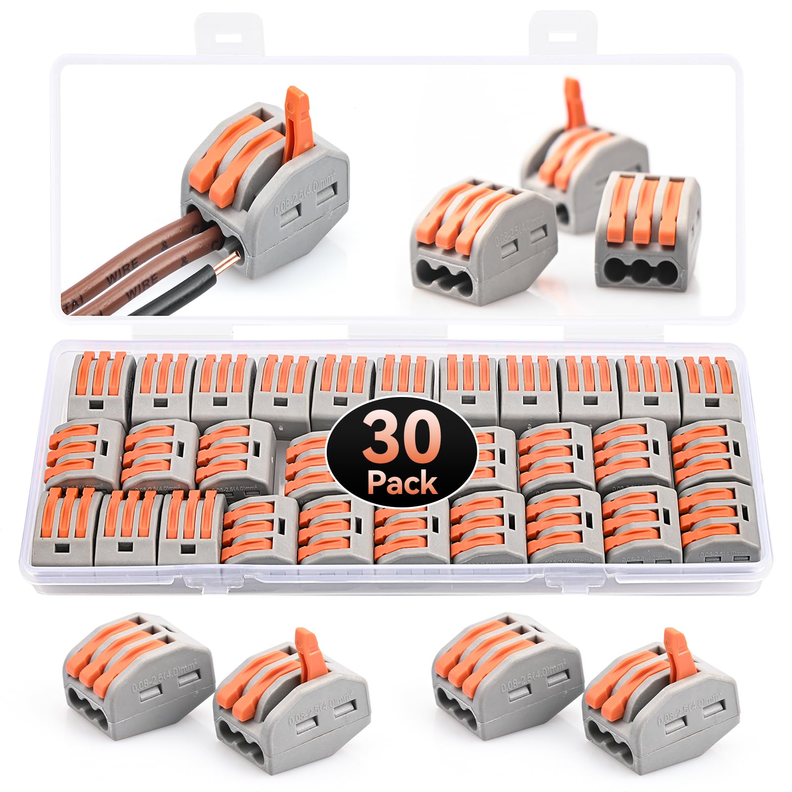 Preciva 3 Way Compact Cable Terminals Clips Terminal Block Quick Spring — image 1