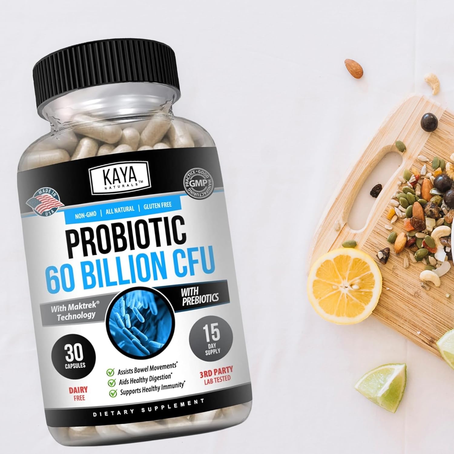 Kaya Naturals Probiotic 60 Billion CFU - Probiotics for Women, Probiotics for Men and Adults, Natural - Gut Health & Immune Support Supplement - Provides Digestive Support - 30 Vegetable Capsules - Image 7