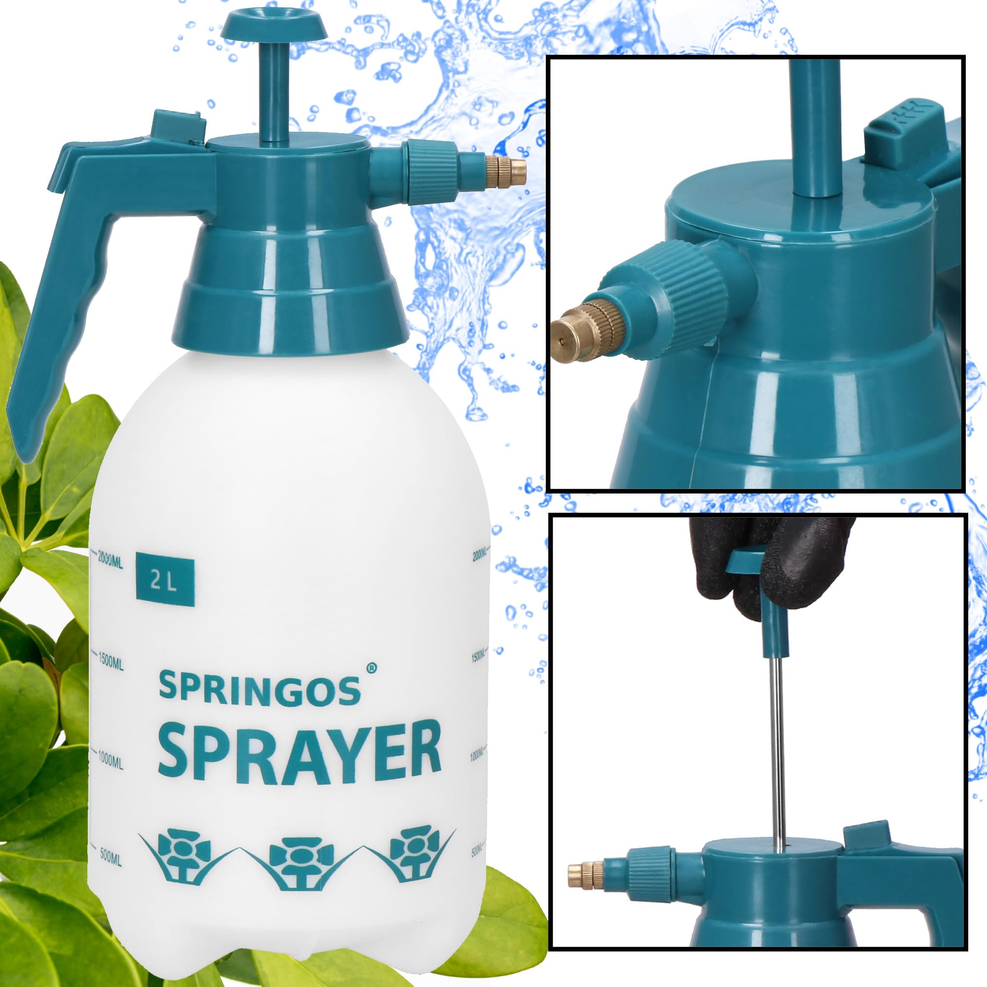 Pulvérisateur à Pression 5 Litres SPRINGOS - 2 Buses, Sangle, Tube Télescopique