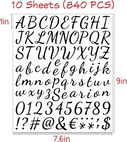Miniatura 2 de 10 hojas de 840 piezas de vinilo negro autoadhesivas de letras del alfabeto, calcomanías de letras de números para buzón al aire libre, letras