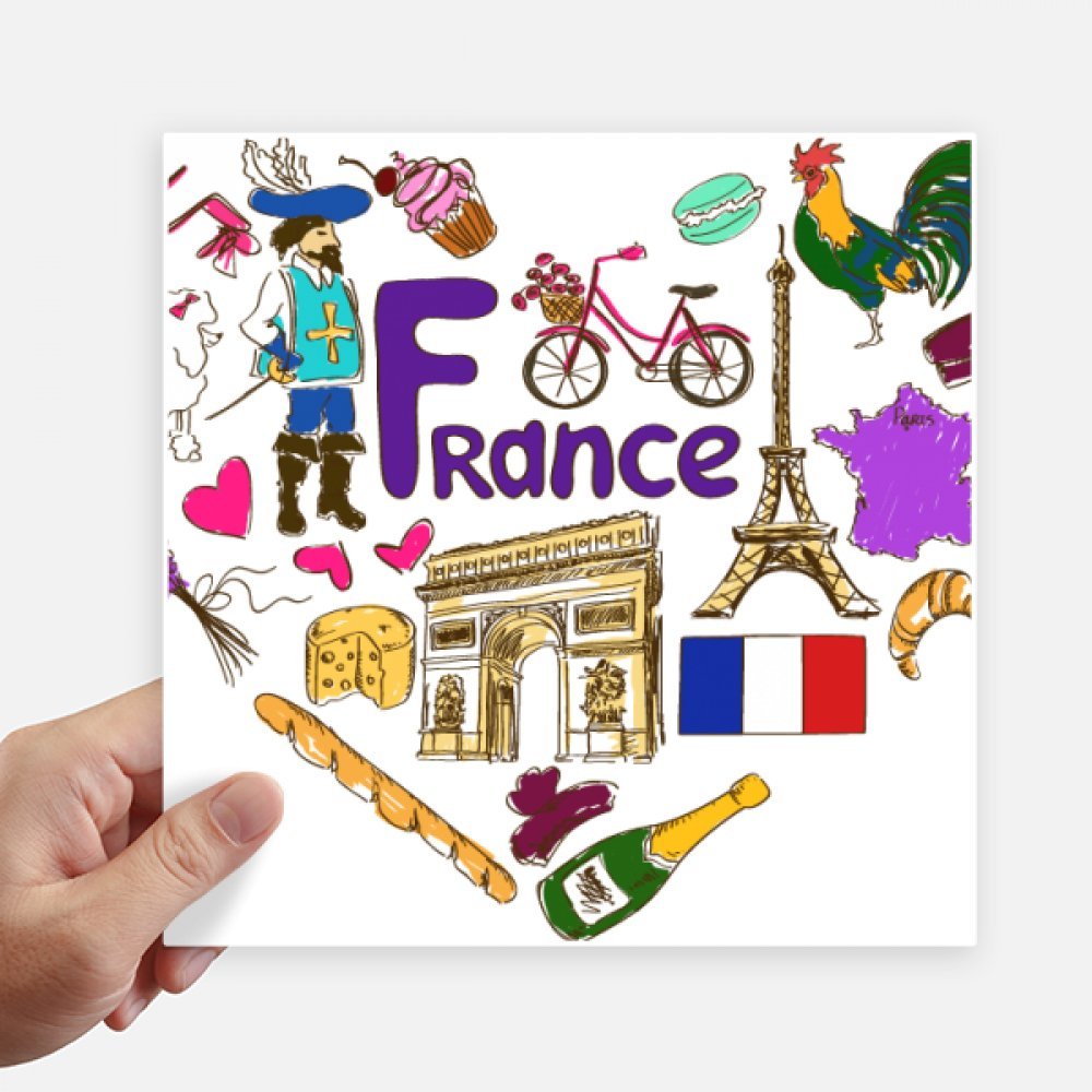 Drapeau national autocollant France Amour Coeur 20 cm multicolore pour déco