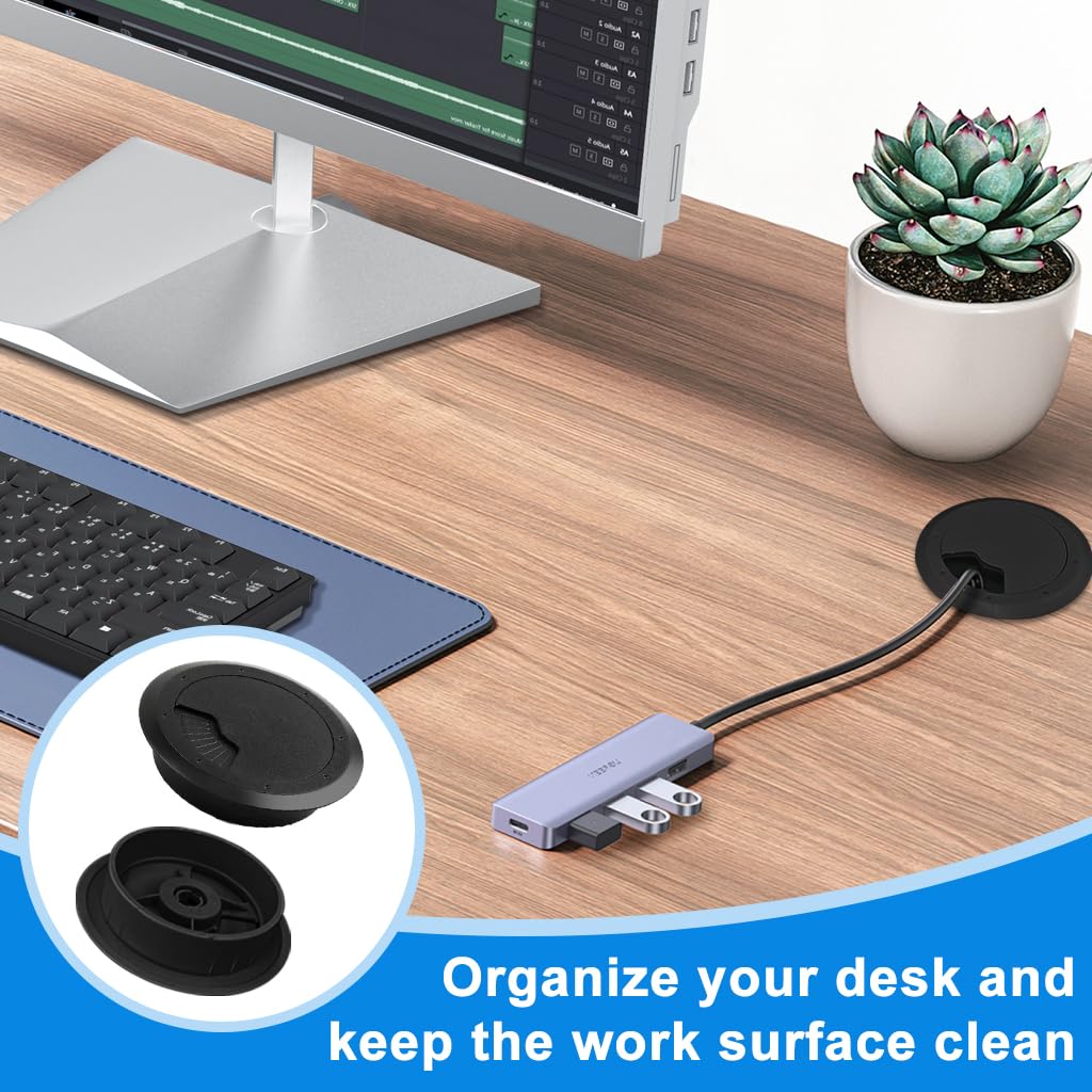 Serplex® 4Pcs Desk Grommets 2.36 inches Durable ABS Round Cable Grommets 4