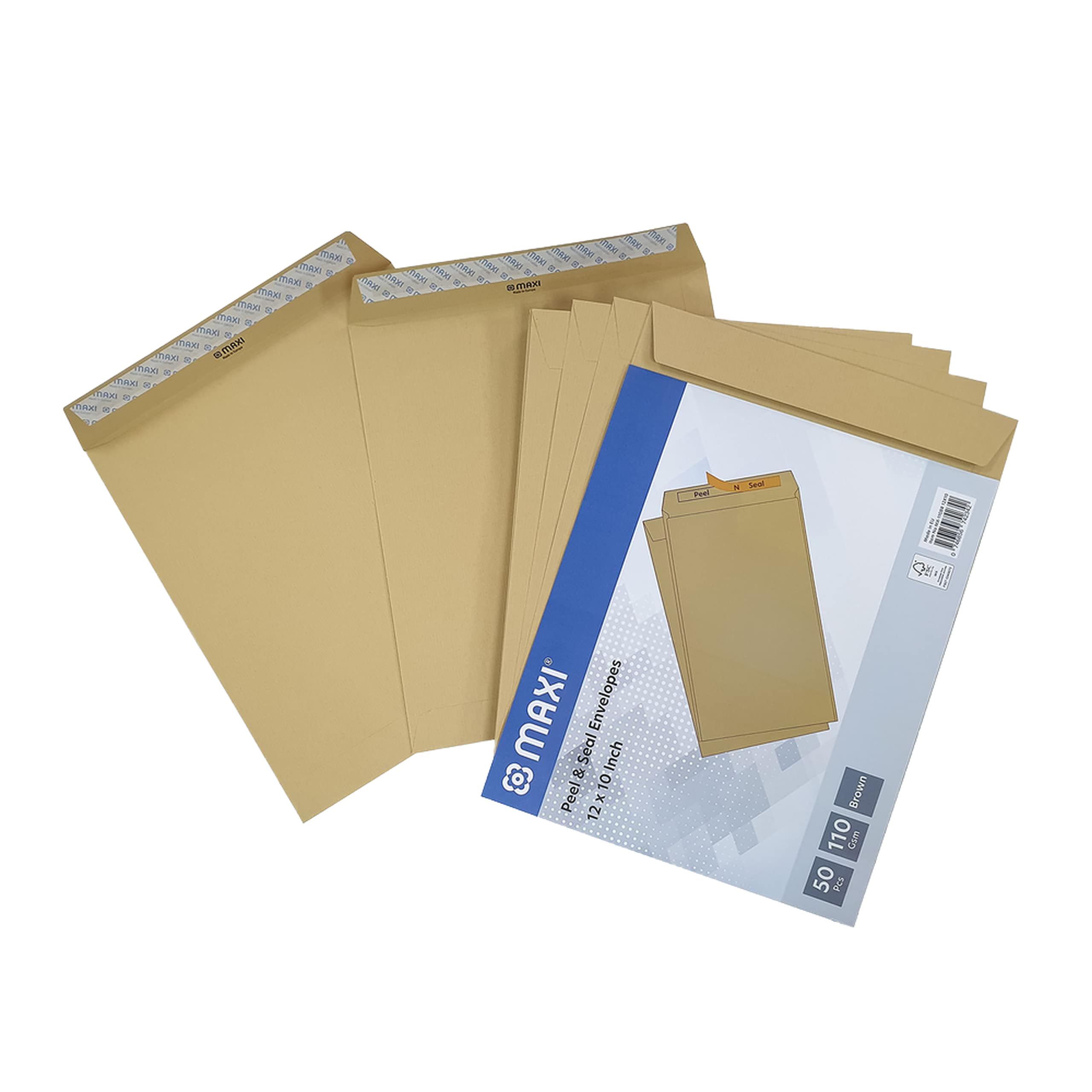 MAXI BROWN ENVELOPES 110GSM 30.5 cm X 25.4 cm PEEL & SEAL IN A PACK OF 50 PC