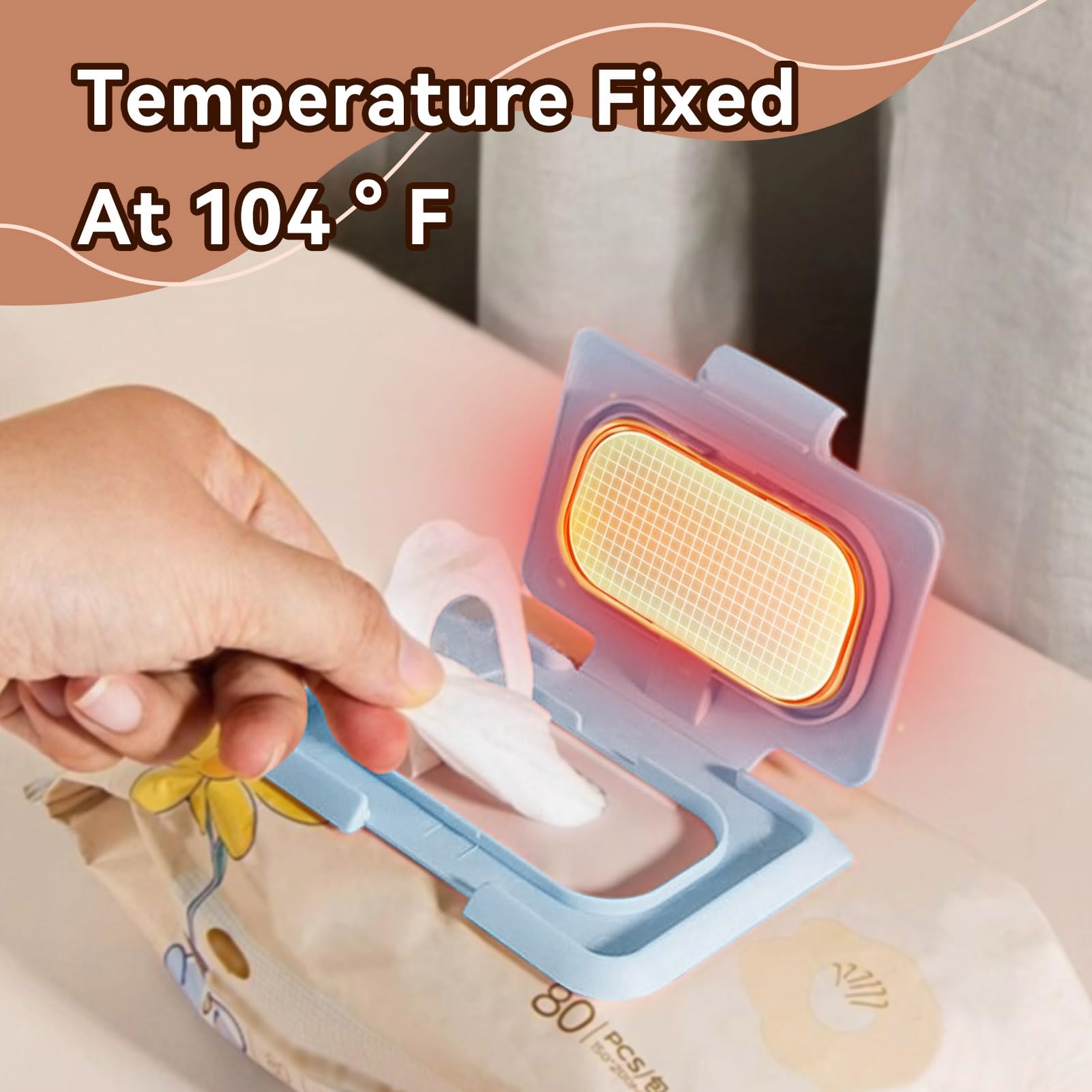 Baby Wipe Warmer, Constant Temperature Evenly Heating Portable USB Wet Wipe Heater for Babies Portable Wipe Warmer (Blue)