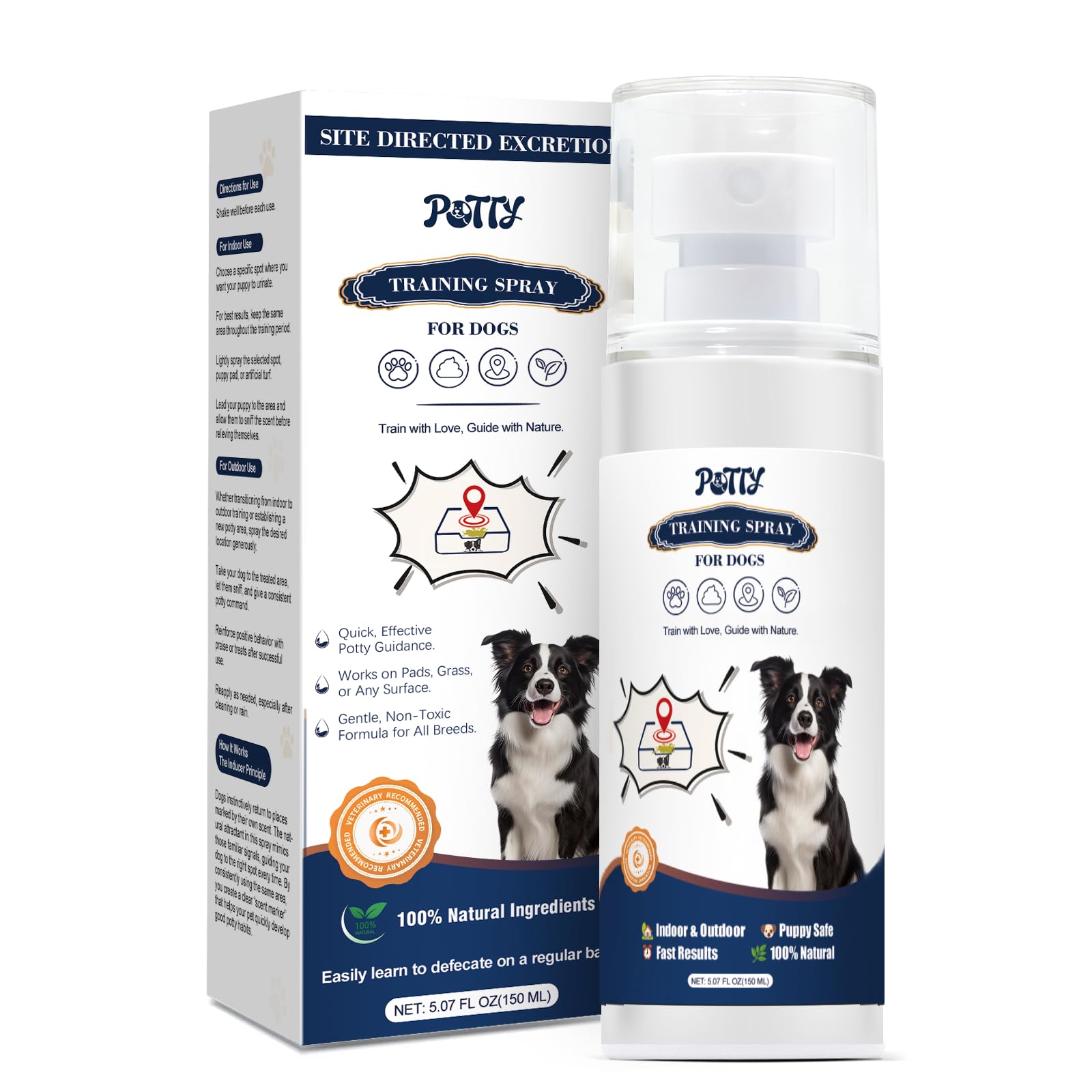 Potty Training Spray for Dogs, Go Here Dog Potty Training Spray & Dog Pee Spray, Puppy Potty Training Aid for Housebreaking, Natural Indoor & Outdoor Use, Blue